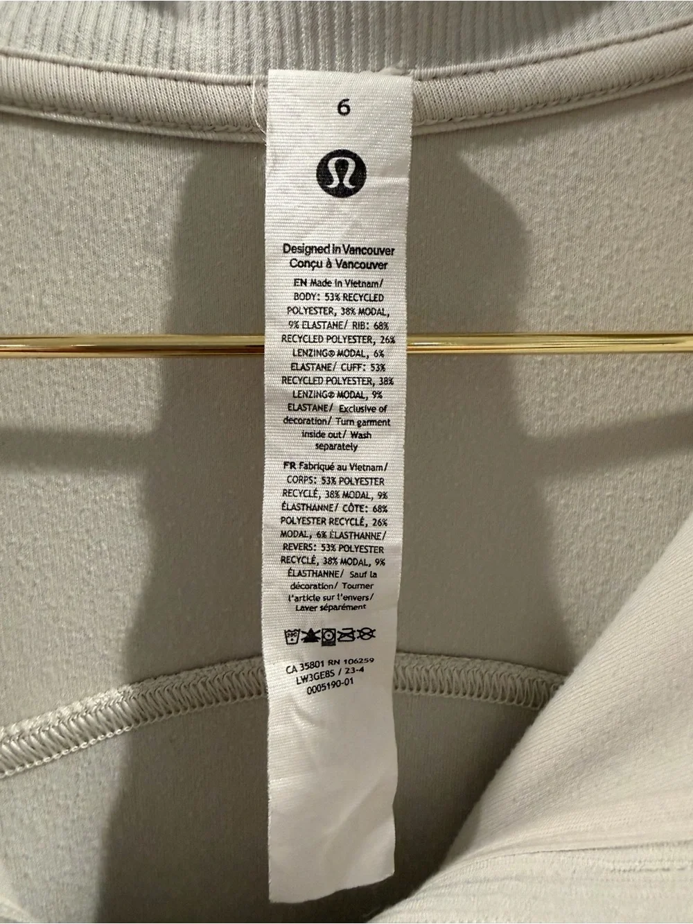 Lululemon Brushed Softstreme Half Zip Bone Size 6